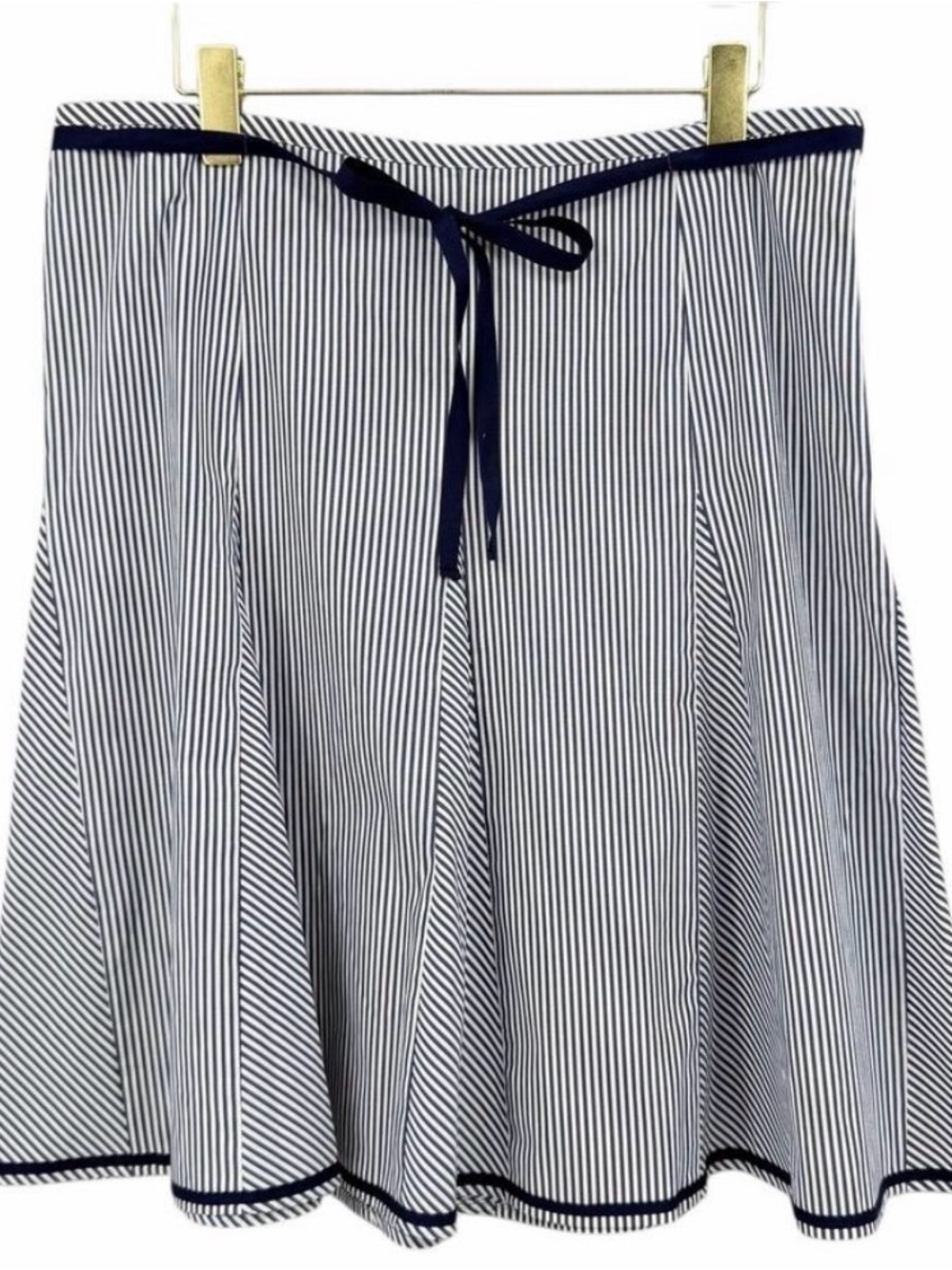 Talbots Classic Navy and white Stripe A-Line circle Skirt 2p